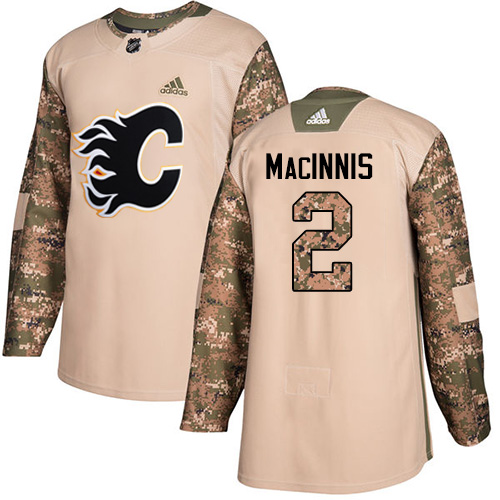 Adidas Flames #2 Al MacInnis Camo Authentic Veterans Day Stitched NHL Jersey - Click Image to Close